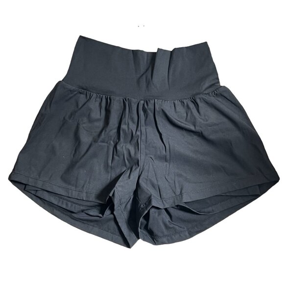 Halara Super High Waisted Yoga Shorts Sz Large Womens Black Back Pocket & Side P - Picture 6 of 8